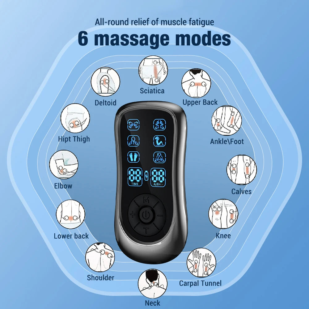 TENS & EMS Electrostimulator Muscle Massager Dual Pulse Physiotherapy Electrodes Low Frequency Device Neck Cervical Pain Relief